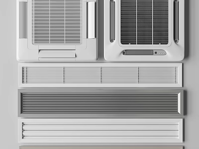 Various Air Conditioner Vents Featuring Modern Grille And Linear Design Options 3d model