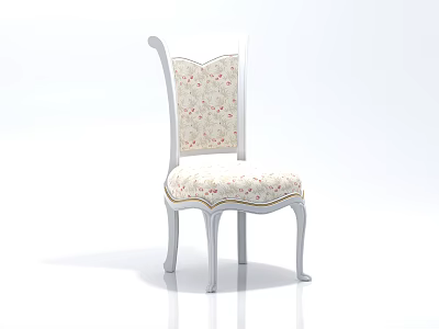 Classic Style Lounge Chair With Cream Floral Pattern And Decorative Light Blue Legs 3d model