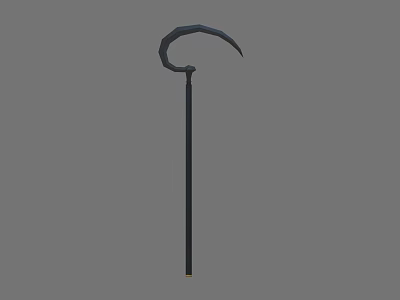 Black Scythe Weapon With Long Handle And Curved Sharp Blade 3d model