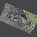 Abandoned Wooden Boat with Rotten Planks and Moss Covered Weathered Wood on Shore