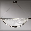 Modern Elegant Glass Chandelier With Curved Metal Frame And Linear Design