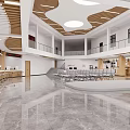 Modern College Student Service Center Hall With Reception Counter And Windows