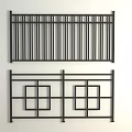 Modern Black Metal Fence Design With Vertical Bars And Square Patterns 3d model
