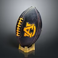 Black Football Sports Equipment With Golden AC Logo And Golden Stand Base