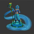 Game Movie Character In Blue Robe Turban Holding Star Staff With Blue Ribbons