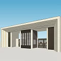 Modern Entrance Gate With Glass Doors And Stone Wall Portico Design