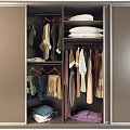 Modern Wardrobe Interior With Sliding Doors Hanging Clothes And Storage Shelves