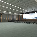 Modern Conference Room Interior With Arranged Black Office Chairs And Meeting Wall
