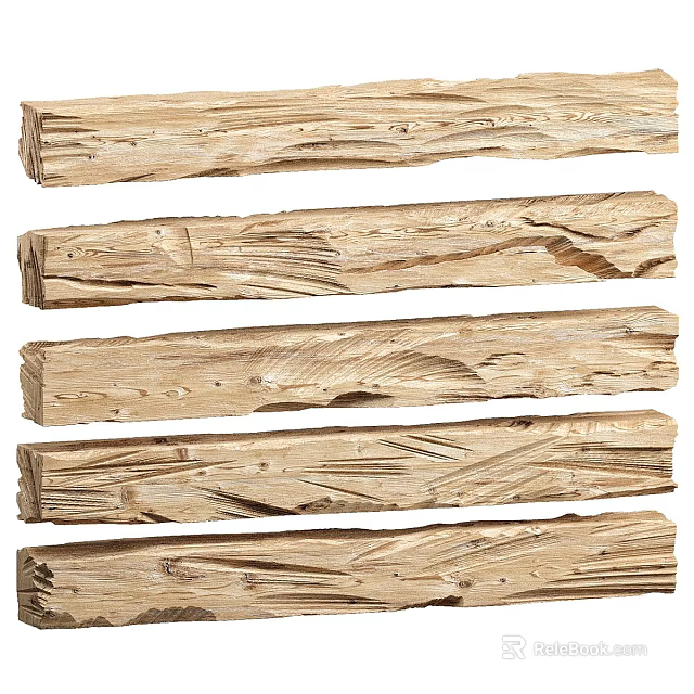 Natural Wood and Stone Planks with Rustic Texture for Interior Design 3d model 