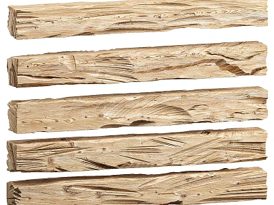 Natural Wood and Stone Planks with Rustic Texture for Interior Design 3d model