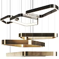Modern Geometric Hanging Chandelier With Metal Frames Square Circular Brass Silver Design 3d model