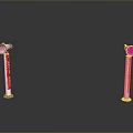 Golden Scepters With Red Decor Green Gemstones On Black Smooth Surface Reflection Gray Gradient Background