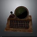 Vintage Typewriter As Daily Living Essential With Red Keys Wooden Body And Green Screen Design