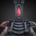 Dark Style Castle Structure With Red Crystal Archway And Stone Steps 3d model