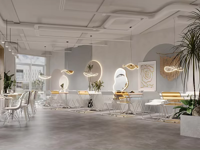 Modern Bubble Tea Shop Interior Design With Cozy Seating And Stylish Lighting 3d model