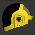 Gold Astronaut Helmet With Black Visor Green Red Accents And Reflective Surface