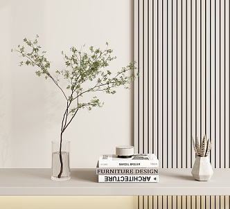 Modern Ornaments Combination Ornaments Combination Ornaments Books Glass Vase Desktop Green Plants 3d model