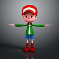 Cartoon Game Movie Character Wearing Red Cap Green Jacket Blue Shorts Red Shoes Arms Outstretched