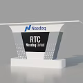 White Functional Desk With Nasdaq Logo RTC Text And Presentation Features 3d model