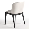 Modern Dining Chair With Beige Leather Upholstered Seat And Black Wooden Legs