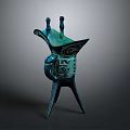 Ancient Chinese Bronze Ritual Vessel Sculpture With Three Legs And Intricate Carvings