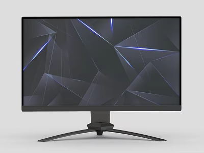 Modern Flat Screen TV with Geometric Patterns Blue Light and Sleek Black Stand 3d model