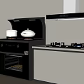 Modern Kitchen Interior Featuring Built in Stove Oven Range Hood And White Cabinets