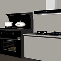 Gas stove range hood integrated kitchen appliances 3d model