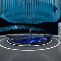 Generali Global Exhibition Booth With Circular Design Blue Lighting And City Skyline