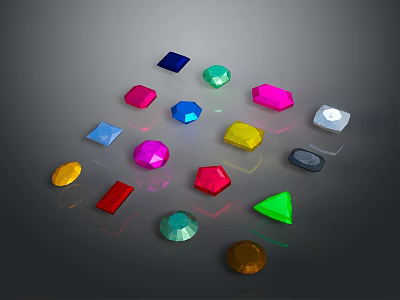 Colorful Gem Shaped Household Decorative Items With Various Shapes And Bright Colors For Home Decor 3d model