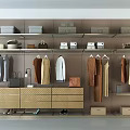 Modern Wardrobe Organization with Hanging Clothes Bags Boxes Drawer Cabinet and Shoes
