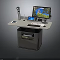 Modern Office Workstation Desk With Monitor Keyboard And Storage Cabinet Sleek Design For Productive Space
