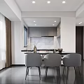 Modern Living And Dining Room Interior With Gray Sofa Coffee Table Chandelier And Wall Art