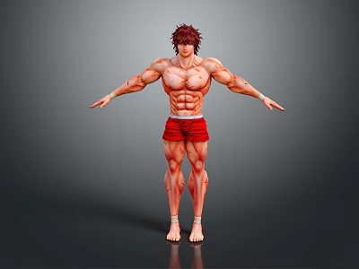 Strong Muscular Limbs On Male Figure With Outstretched Arms And Legs 3d model
