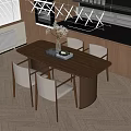 Middle ancient style dining table and chair combination dining table dining chair dining room chandelier 3d model