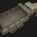 Military Green Off Road Truck With Open Cargo Bed And Large Tires