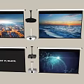 Projection Monitoring Setup Featuring Multiple Projector Screens And Diverse Visual Content