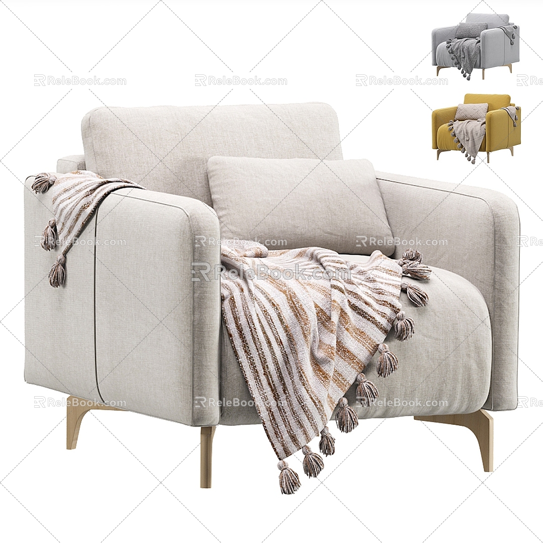 Modern Single Sofa Fabric Single Sofa 3d model