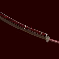 Traditional Japanese Katana With Red Scabbard And Wrapped Handle Steel Blade