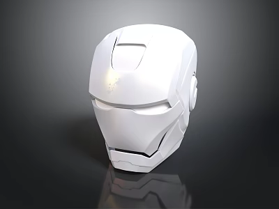 Weapon Helmet 3D Model In White With Glossy Finish And Reflective Surface Design 3d model