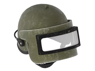 Olive Green Military Style Protective Helmet With Clear Face Shield And Gritty Texture 3d model