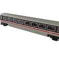 Gray Train Passenger Car With Red Stripe Multiple Windows And Black Base 3d model