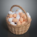 Handwoven Wicker Basket Filled With Fresh White And Brown Eggs