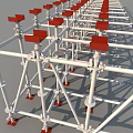 Long Construction Scaffolding Structure With White Frame Red Base Components