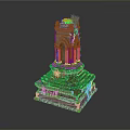 Ancient Stone Tower Structure With Layered Base And Grass On Top