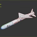 White Missile with Pratt & Whitney and NASA Logos Aerodynamic Body and Tail Fins
