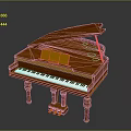 Wooden Upright Piano With Open Lid Golden Interior And Black White Keys For Home Decor