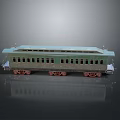Vintage Green Train Carriage Model With Multiple Windows And Red Wheels
