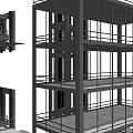 Multi Level Modern Parking Structure With Elevator And Staircase Design 3d model