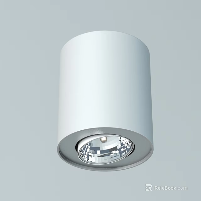 Modern White Downlight Spotlight With Sleek Cylindrical Design And Metal Rim 3d model 